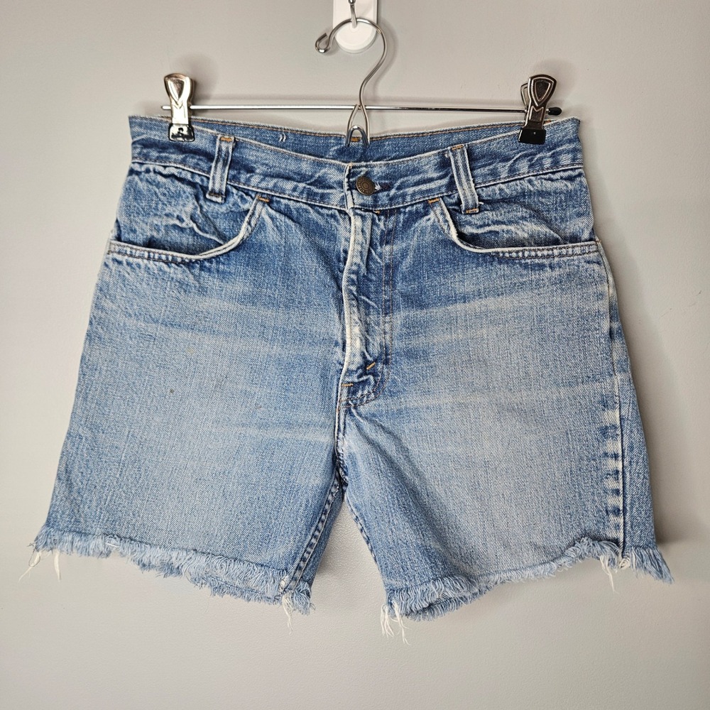 Vtg Levi's 70's Orange Tab‎ High Waisted Denim Cut Off Shorts Light Wash Blue 28